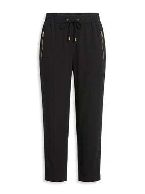 Et Vous Black Drawstring Waist Pants with Gold Zippers